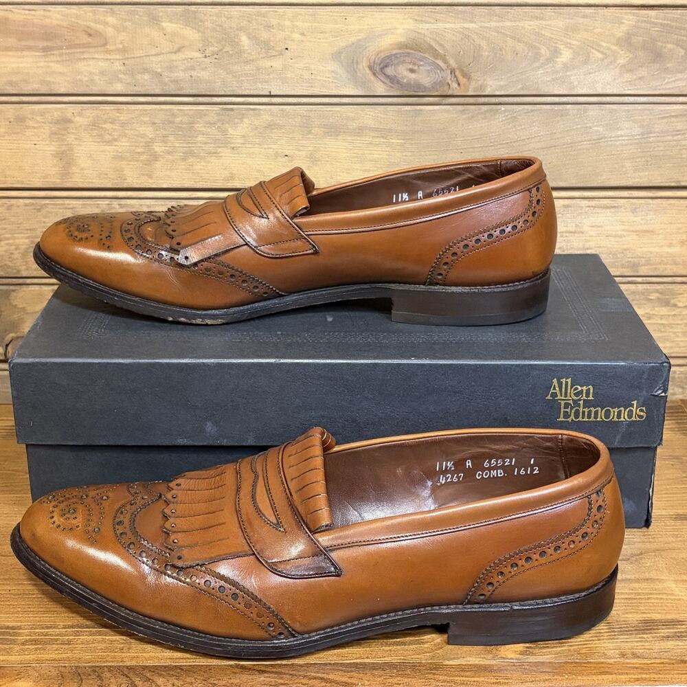Allen Edmonds Wakefield Oak Leather Kiltie Wingtip Penny Loafer Size 11.5A Men’s